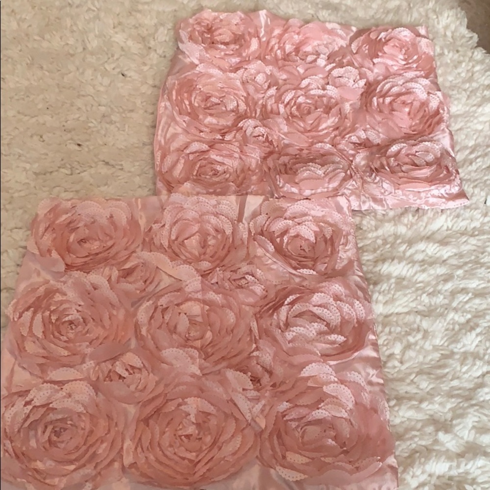 Pillow Covers. 18x18. Set of two. Pale pink